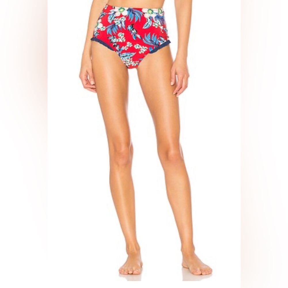 NWT Diane Von Furstenberg CHEEKY RUFFLE HIGHWAIST BIKINI BOTTOM. Size: L